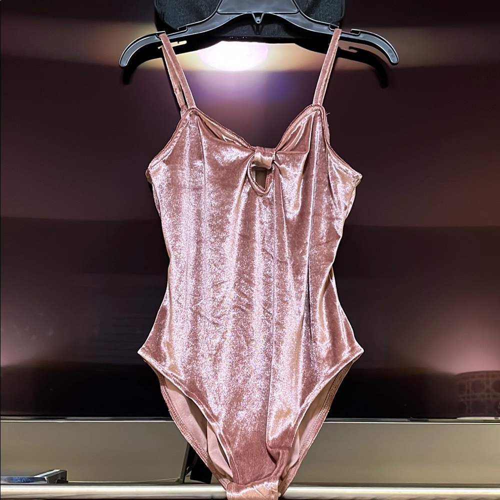 Xhilaration Pink Velvet Bodysuit